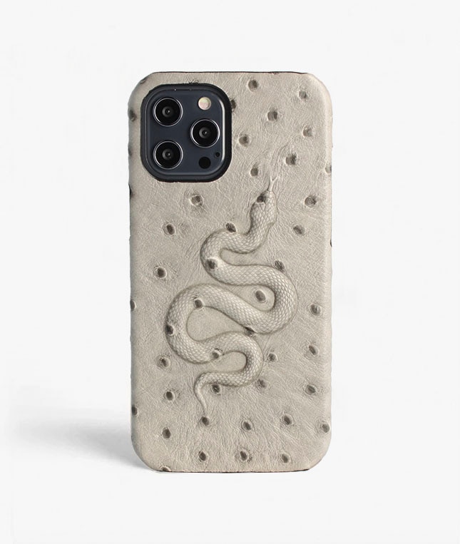 Skal iPhone 12 Pro Max Snake Ostrich Grey