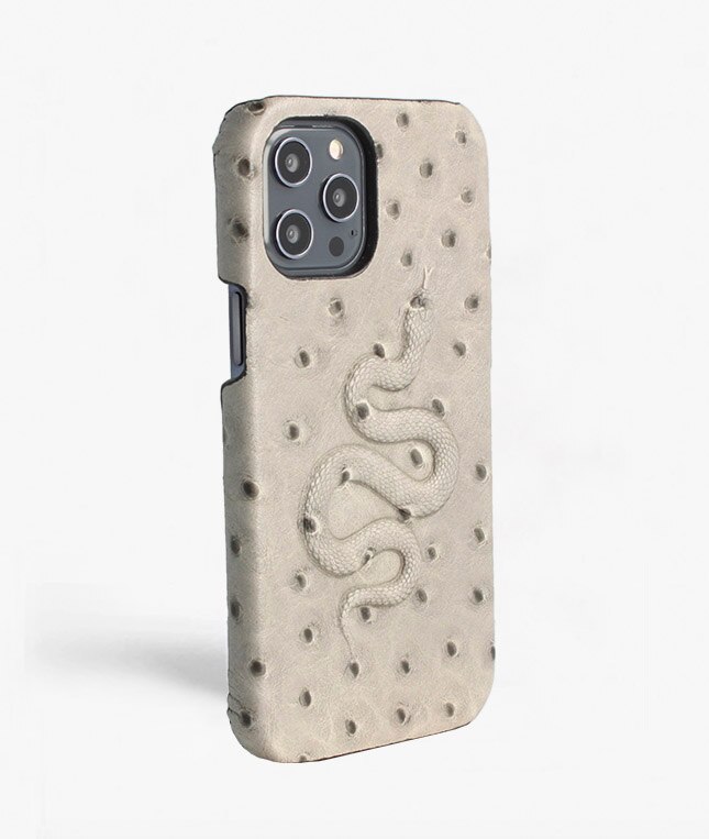 Skal iPhone 12 Pro Max Snake Ostrich Grey