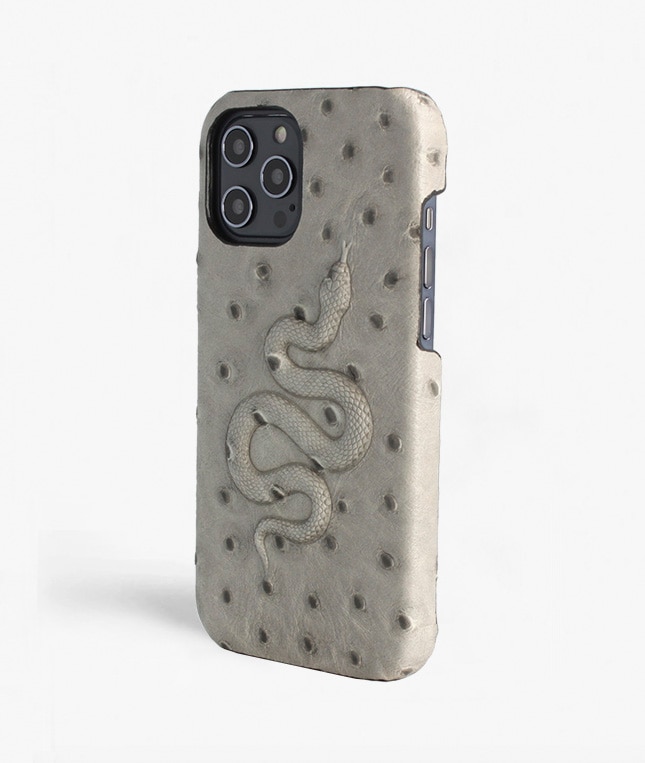 Skal iPhone 12 Pro Max Snake Ostrich Grey