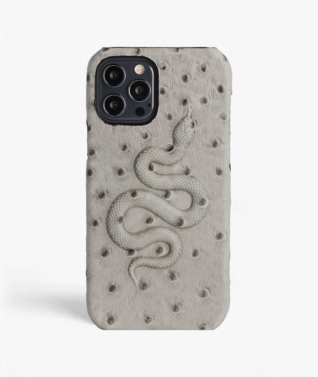 Skal iPhone 12/iPhone 12 Pro Snake Ostrich Grey