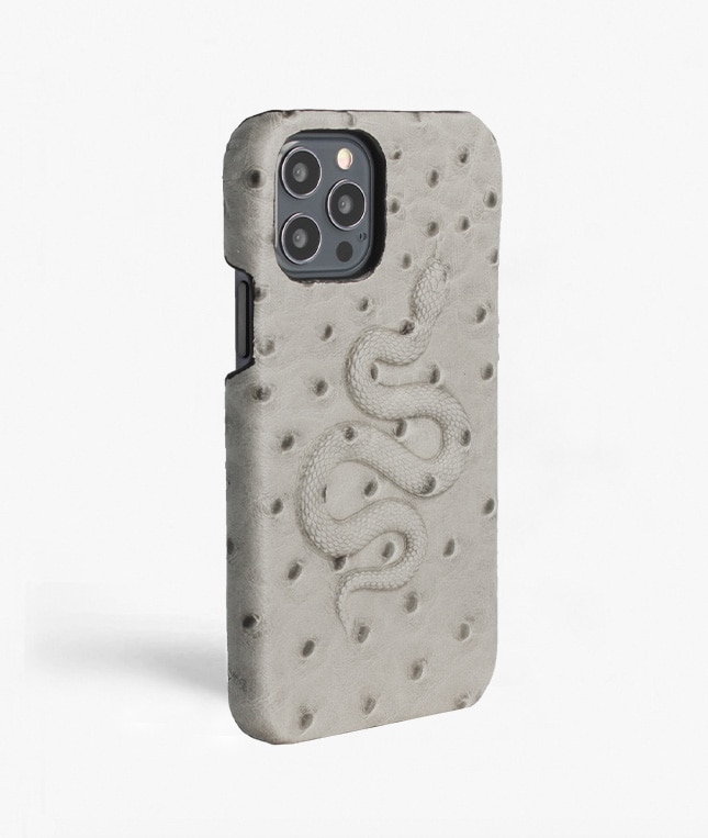 Skal iPhone 12/iPhone 12 Pro Snake Ostrich Grey