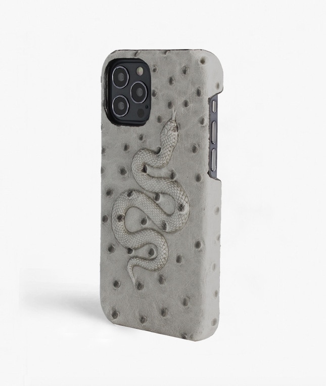 Skal iPhone 12/iPhone 12 Pro Snake Ostrich Grey