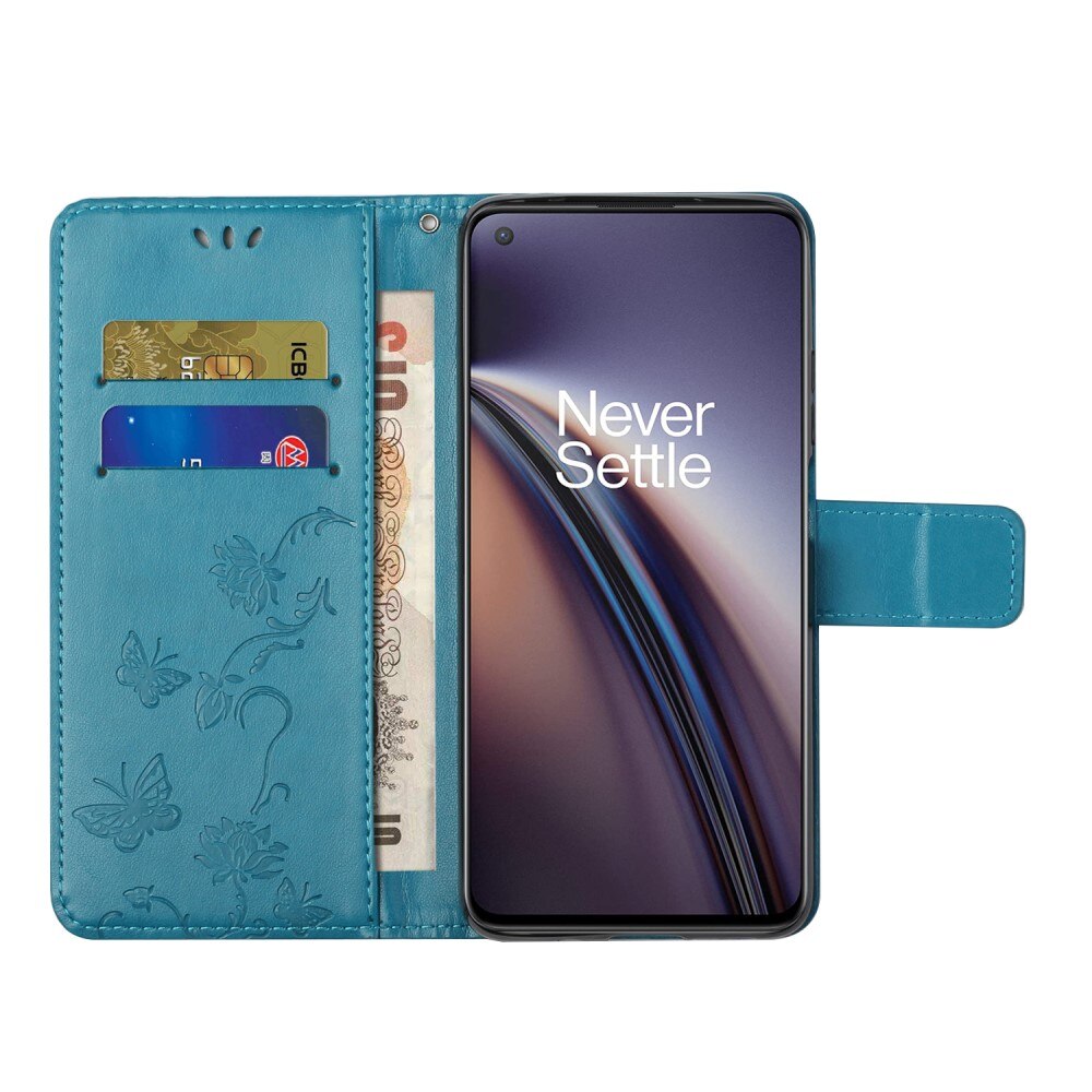 Läderfodral Fjärilar  OnePlus Nord CE 5G Blå