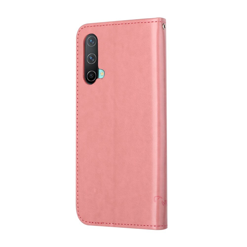 Läderfodral Fjärilar OnePlus Nord CE 5G rosa