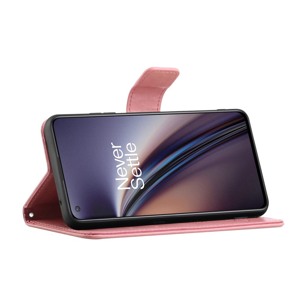 Läderfodral Fjärilar OnePlus Nord CE 5G rosa