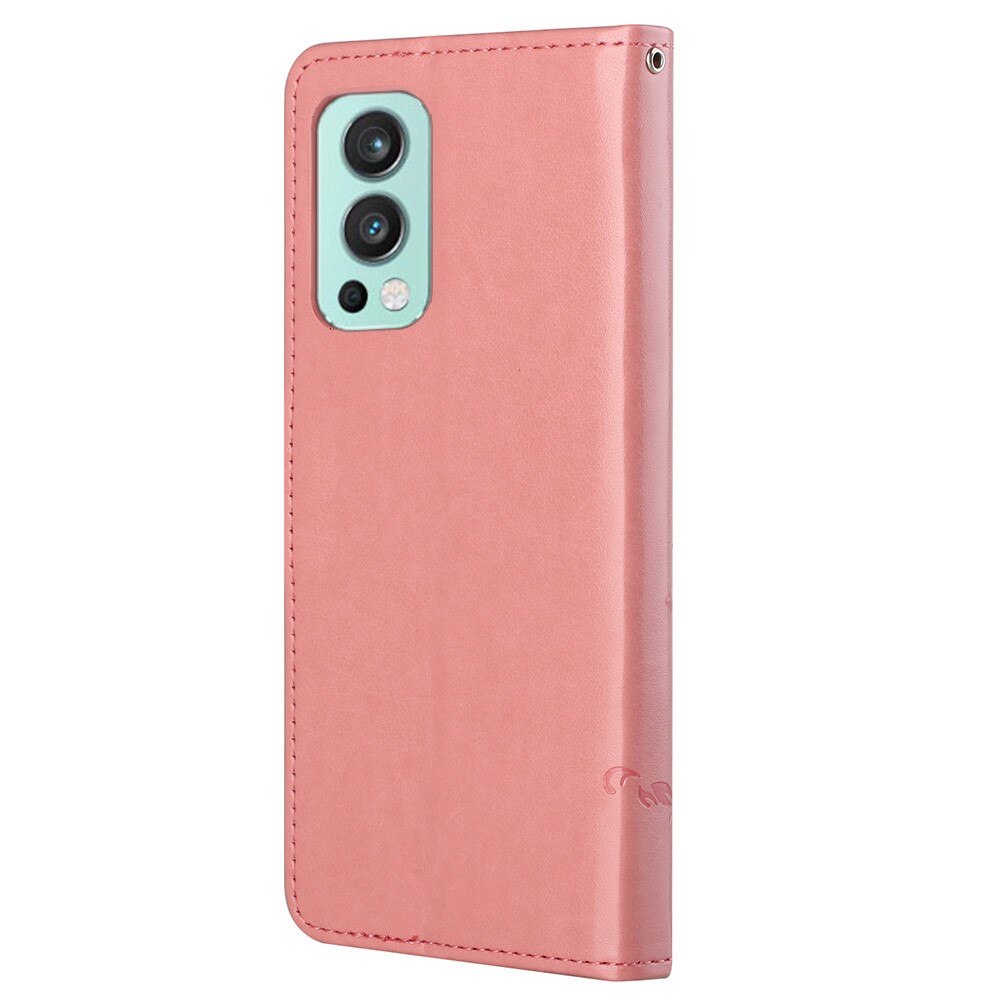 Läderfodral Fjärilar  OnePlus Nord 2 5G Rosa