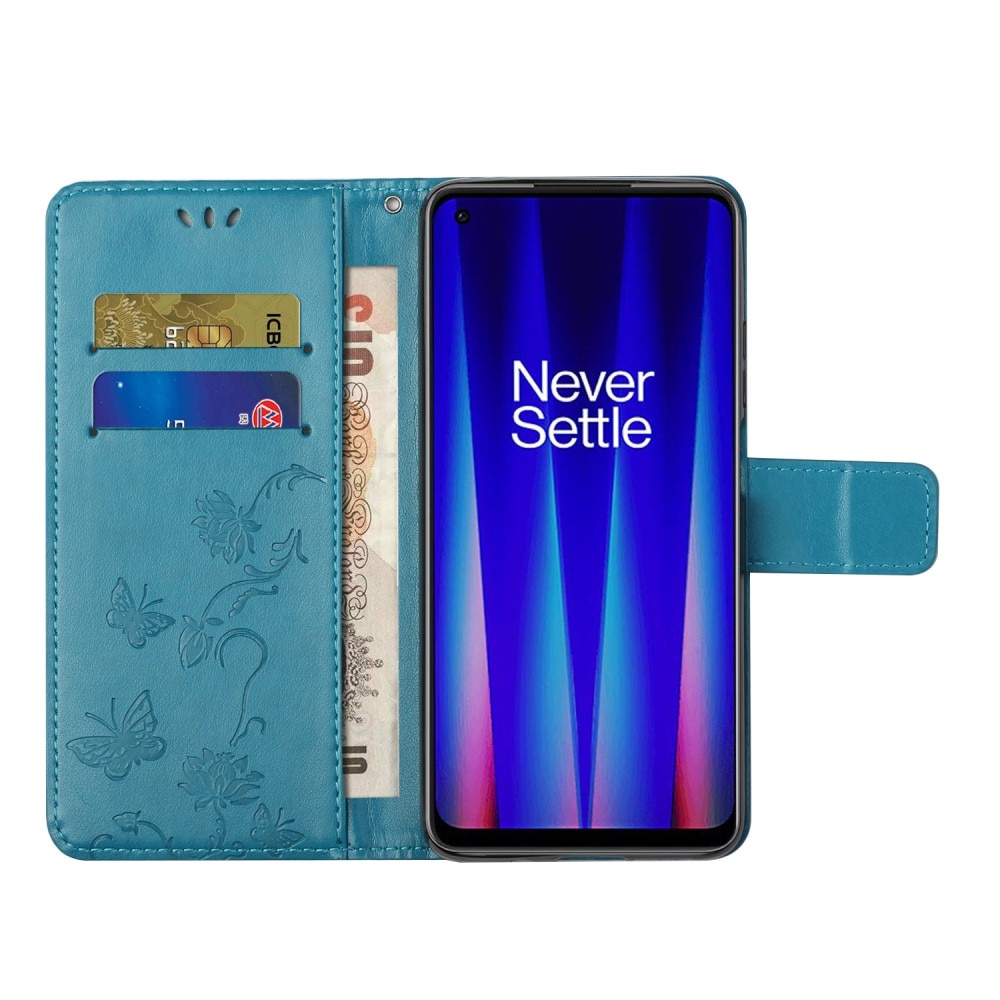 Läderfodral Fjärilar OnePlus Nord CE 2 5G blå