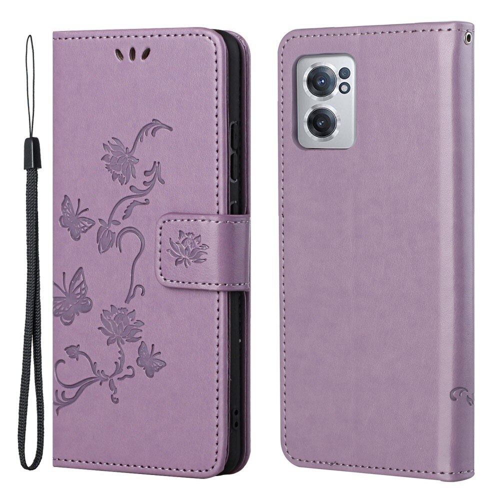 Läderfodral Fjärilar OnePlus Nord CE 2 5G lila