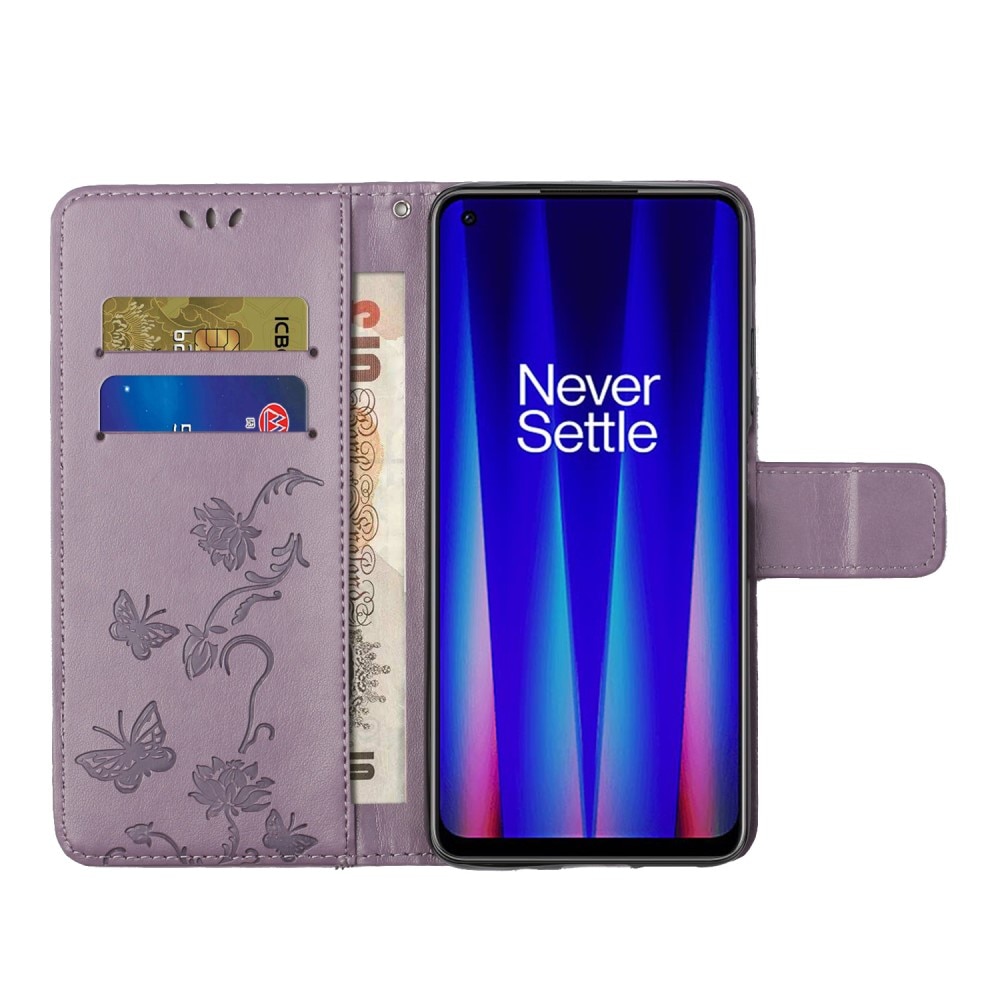 Läderfodral Fjärilar  OnePlus Nord CE 5G Lila