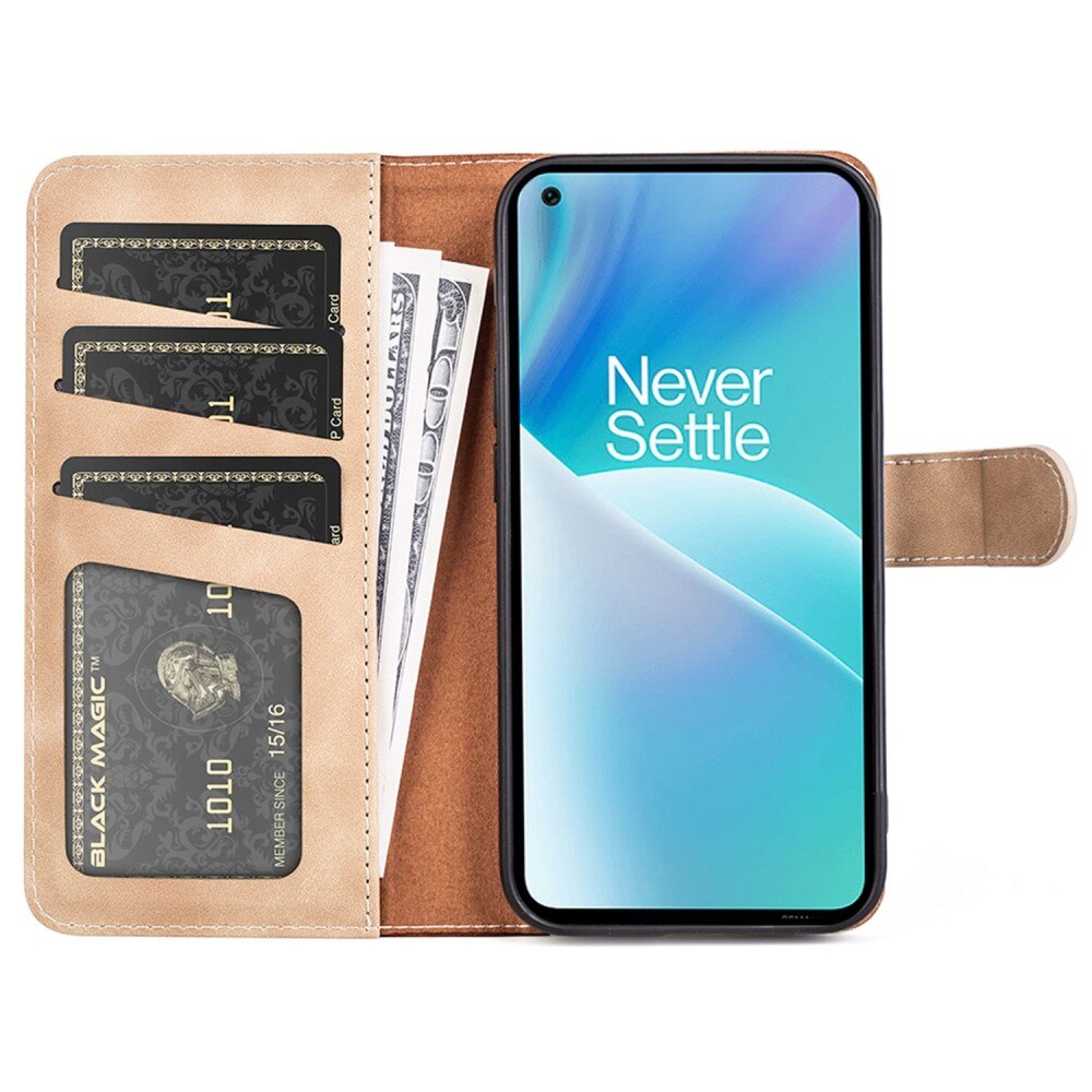Color Splicing Plånboksfodral OnePlus Nord 2T 5G beige