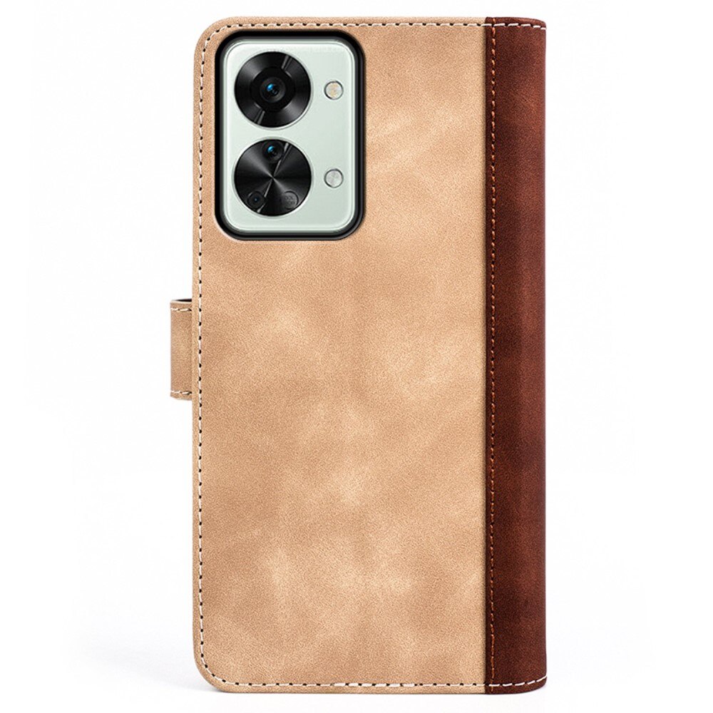 Color Splicing Plånboksfodral OnePlus Nord 2T 5G beige