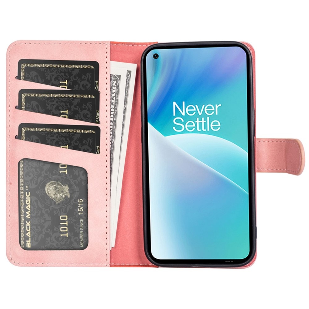 Color Splicing Plånboksfodral OnePlus Nord 2T 5G rosa