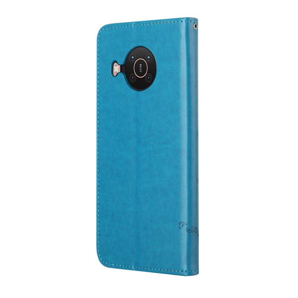 Läderfodral Fjärilar Nokia X20/X10 Blå