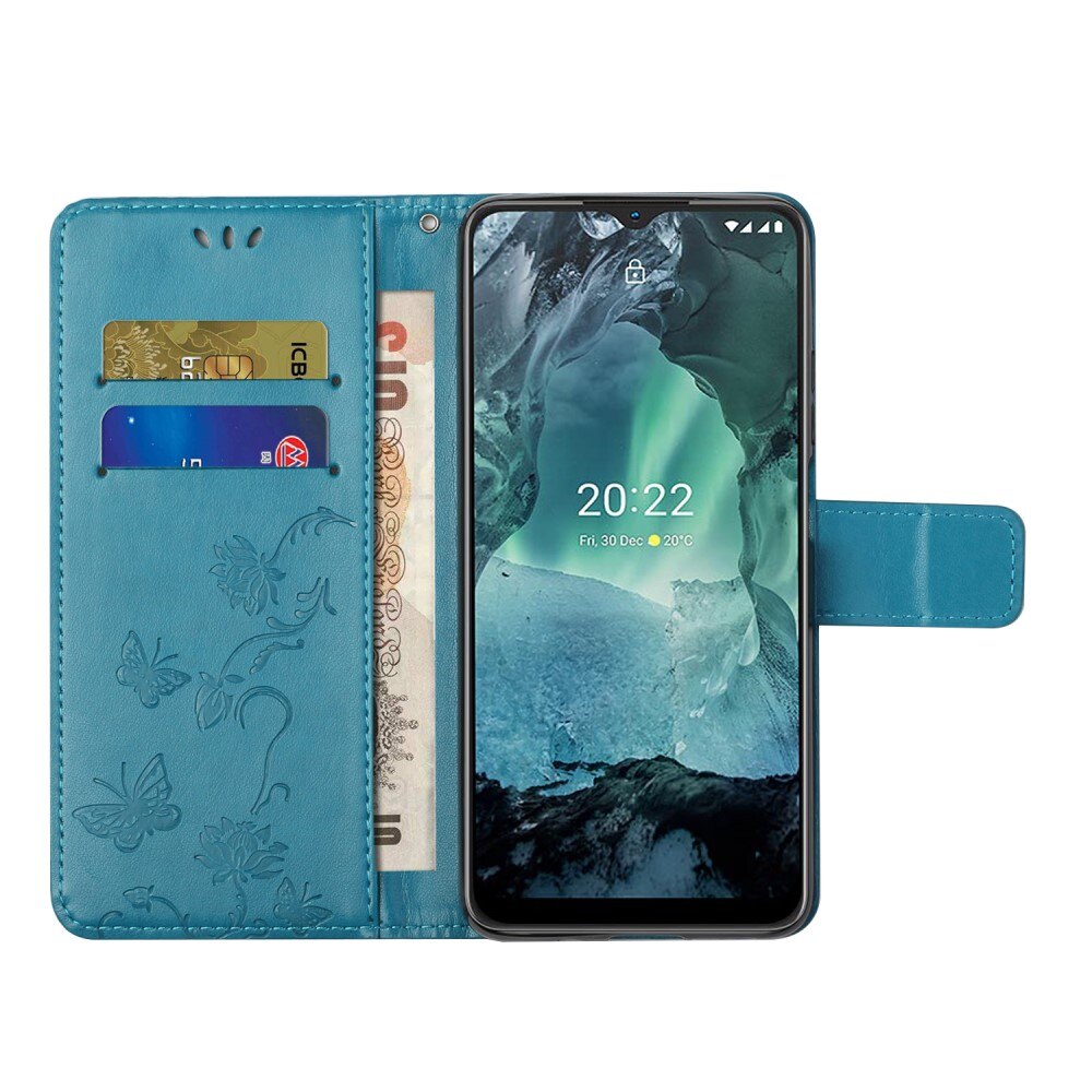 Läderfodral Fjärilar  Nokia G11/Nokia G21 Blå