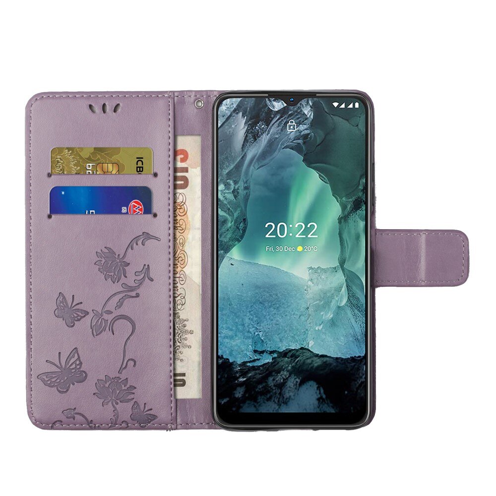 Läderfodral Fjärilar  Nokia G11/Nokia G21 Lila