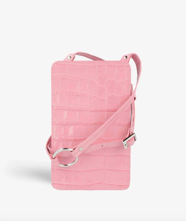 Smart Crossbody Väska Croco Rosa