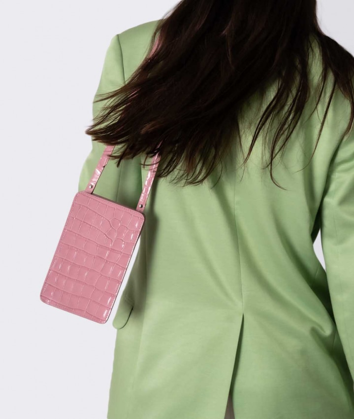 Smart Crossbody Väska Croco Rosa