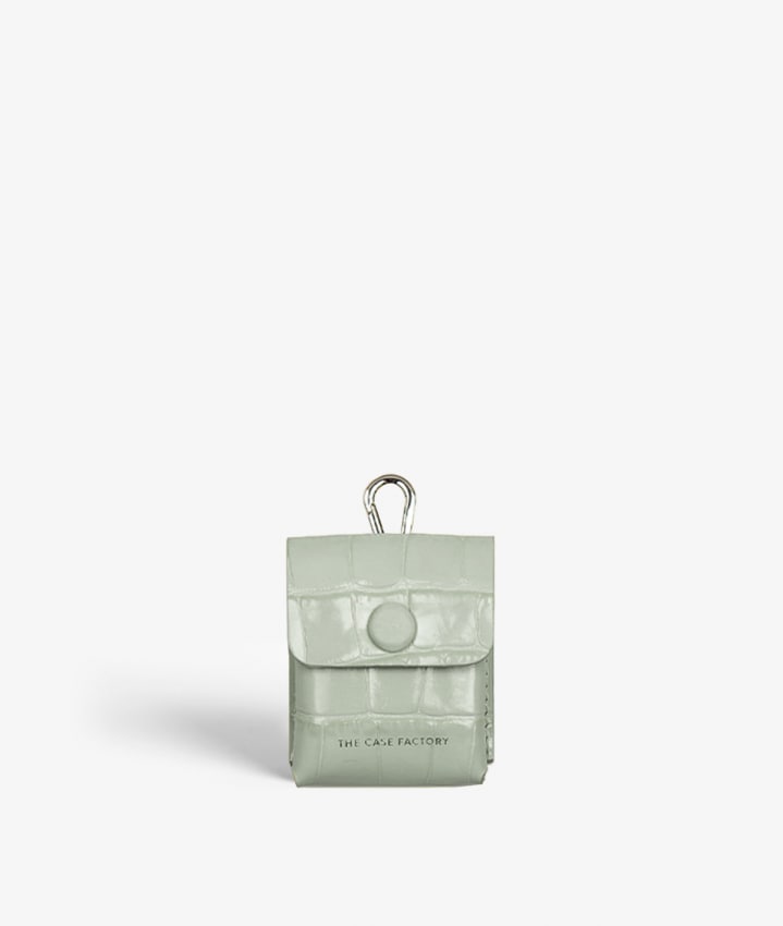 Attachable AirPods Leather Case Croco Pastell Teal