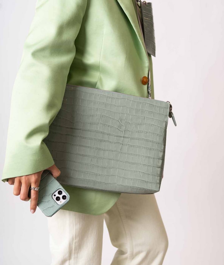 Datorväska 15" Croco Pastell Teal