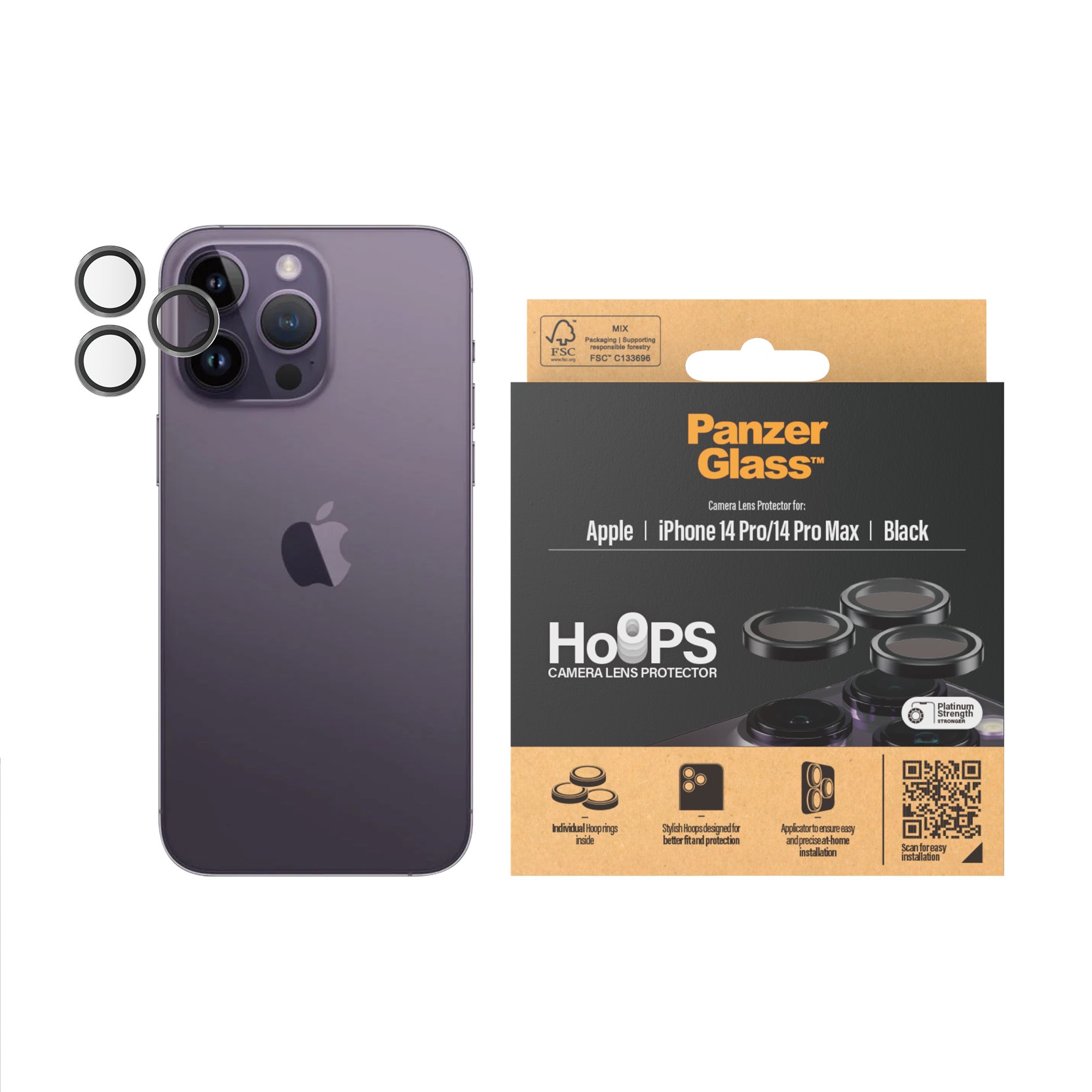 iPhone 14 Pro Max Hoops Camera Lens Protector Black