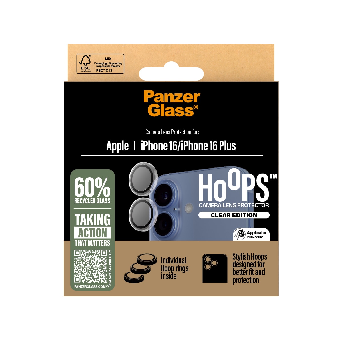 iPhone 16 Plus Hoops Camera Lens Protector Genomskinlig