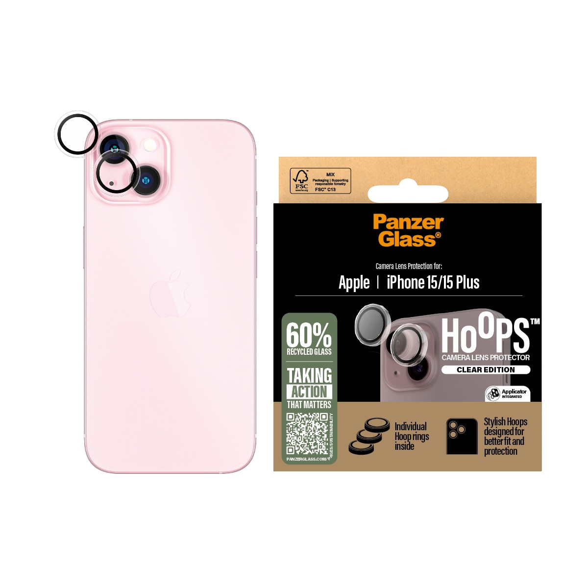 iPhone 15 Hoops Camera Lens Protector Genomskinlig