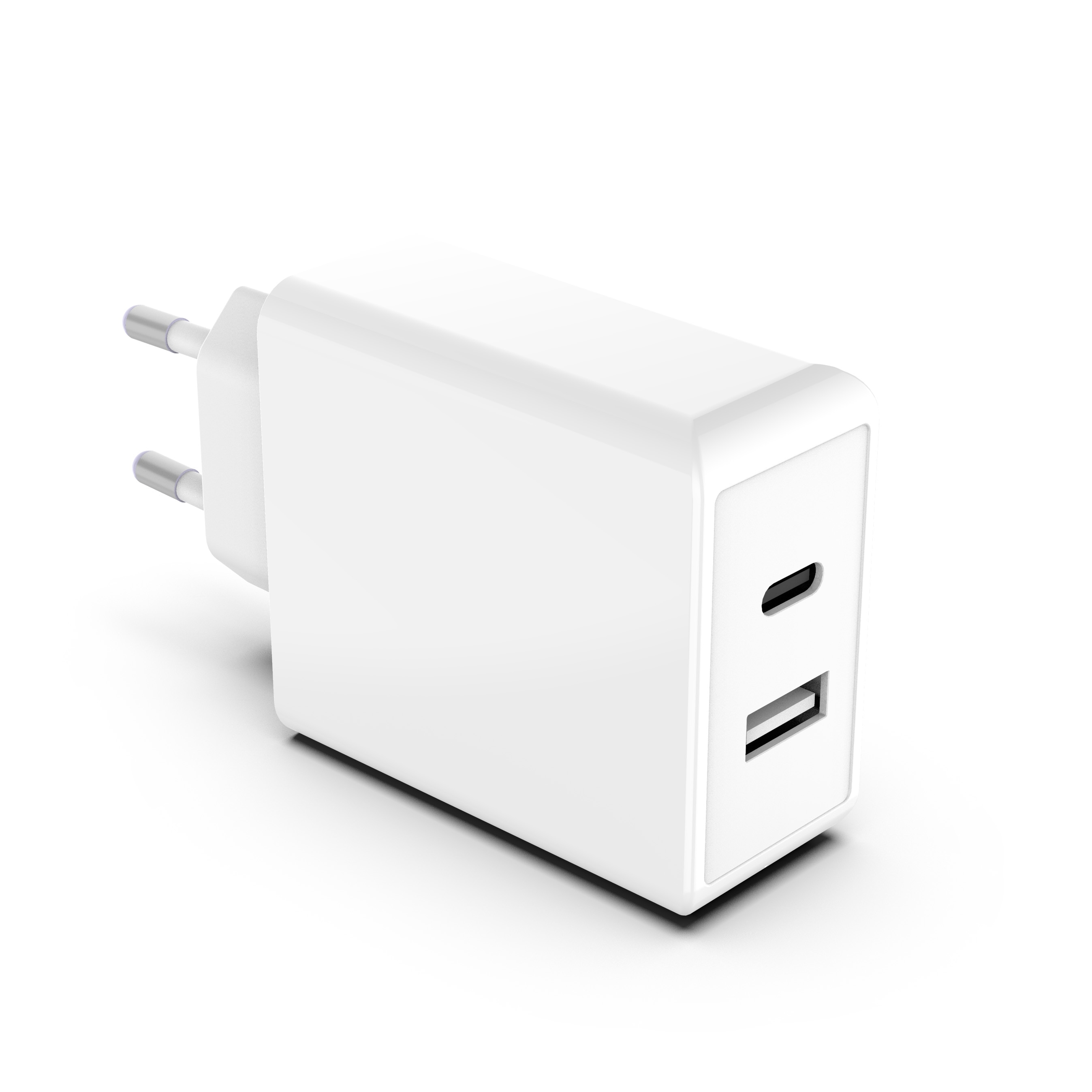 Power Delivery Laddare 65W Dual USB-C+A Vit