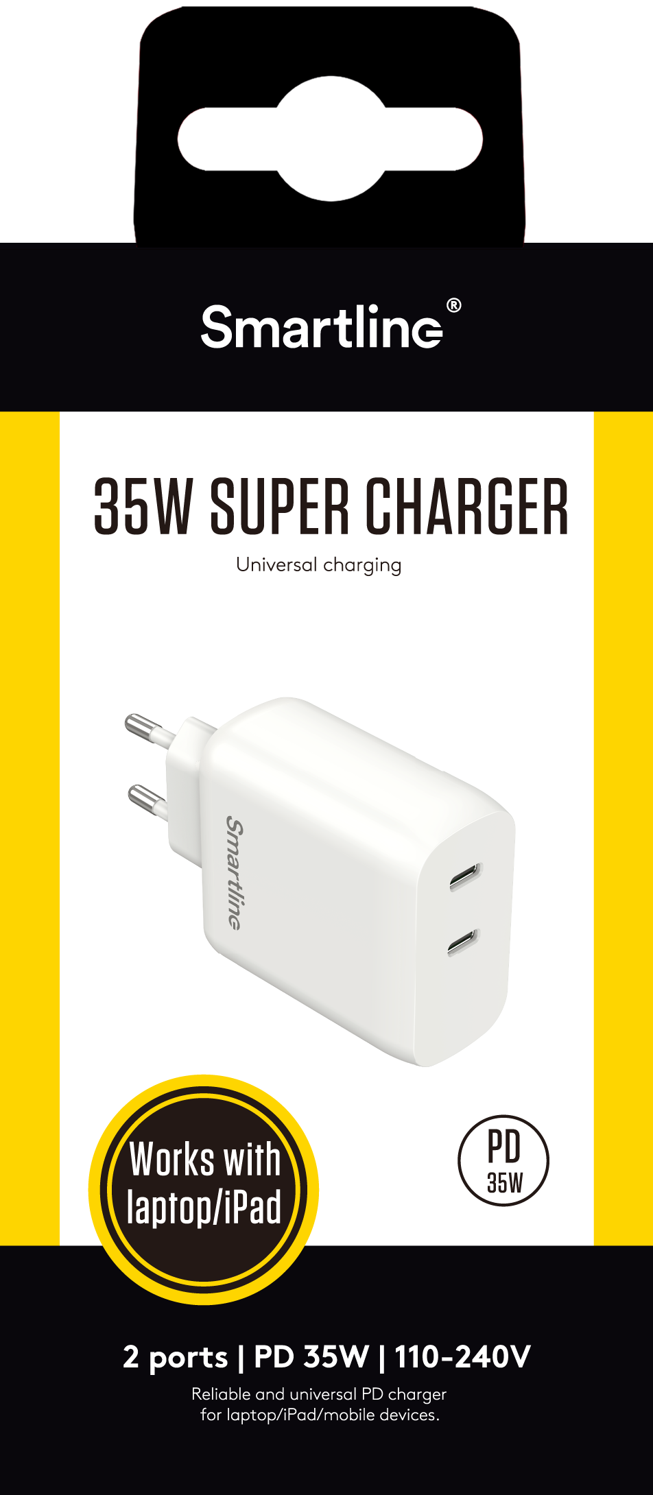 Power Delivery Laddare 35W Dual USB-C vit