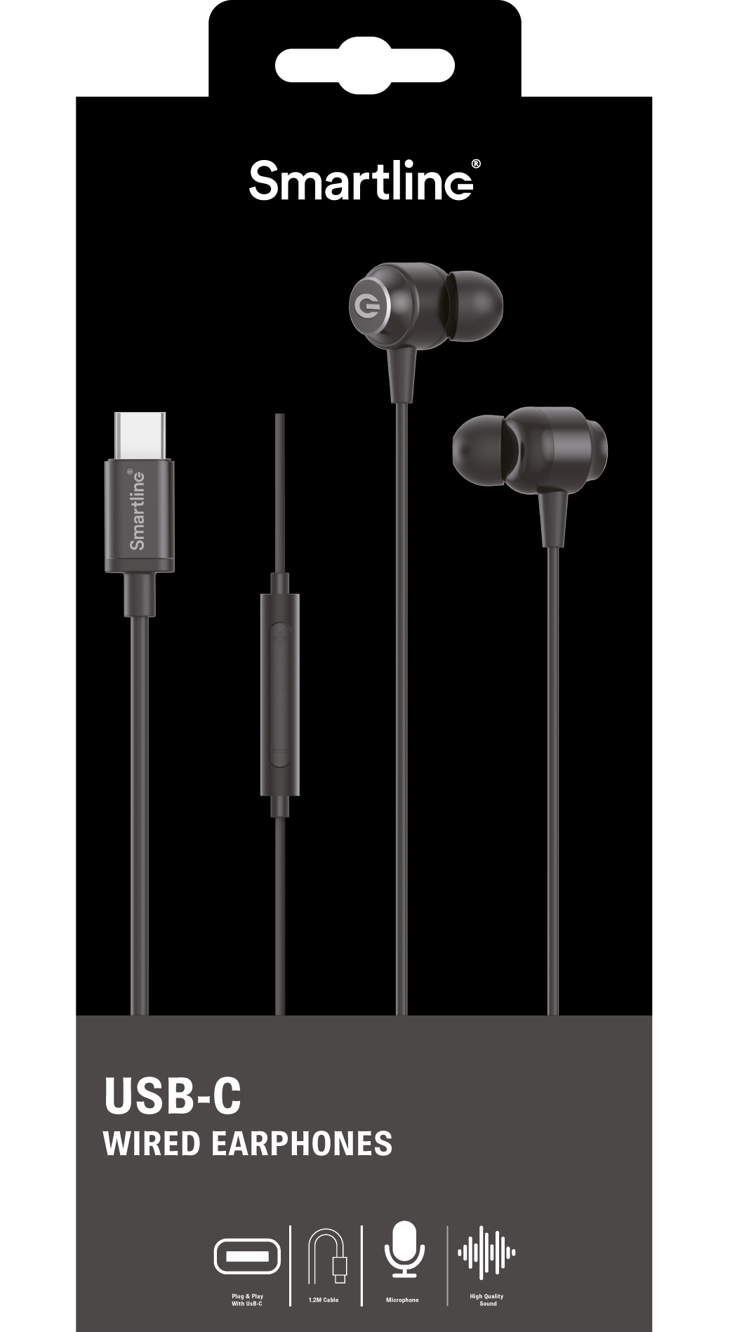 Trådbundna Hörlurar USB-C svart