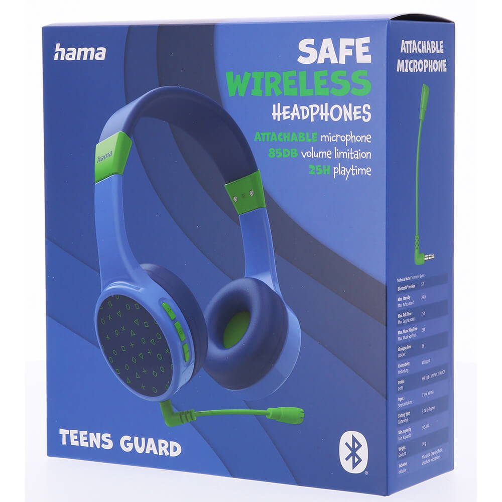 Teens Guard On-Ear Wireless Barnhörlurar blå