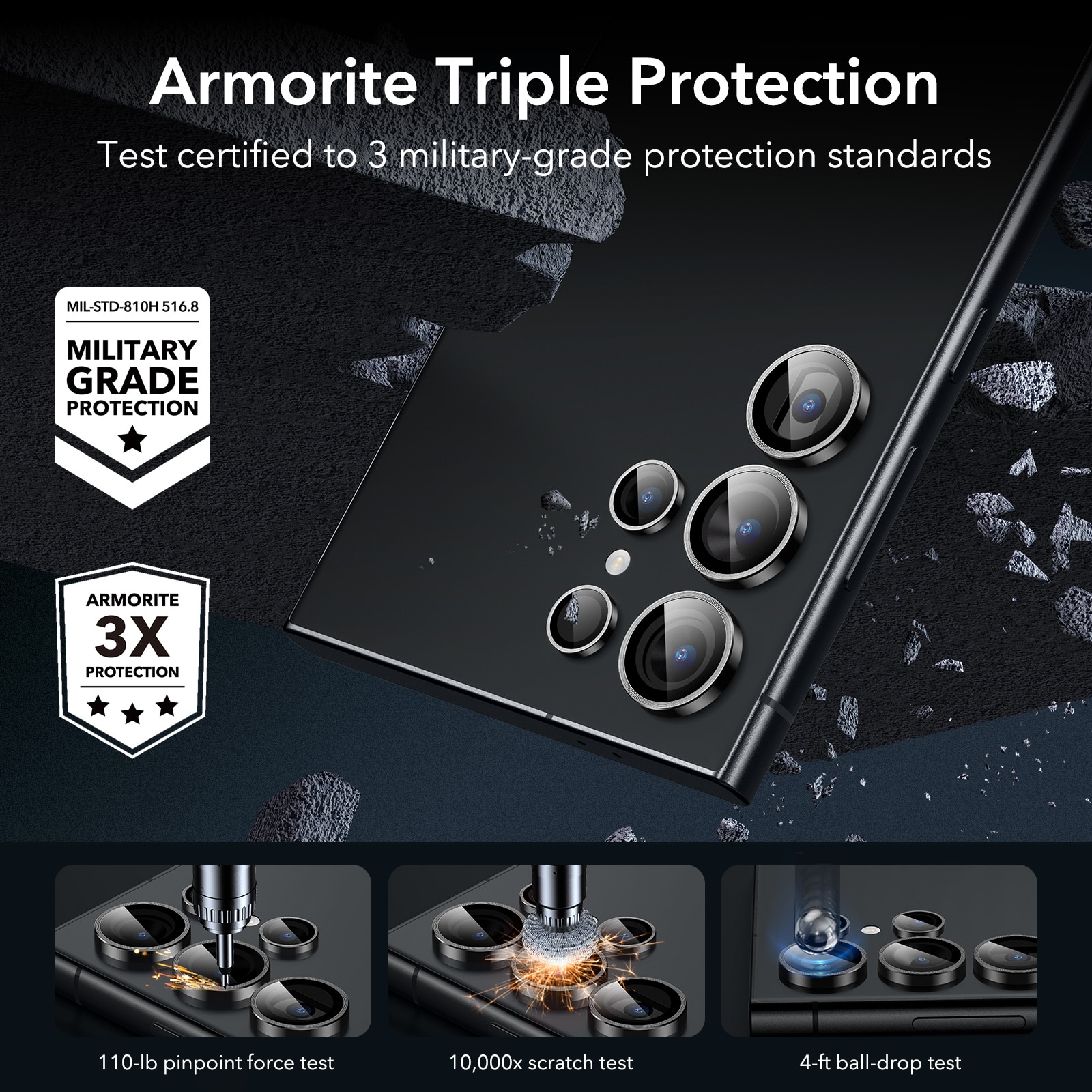 Armorite Camera Lens Protector (2-pack) Samsung Galaxy S24 Ultra Black