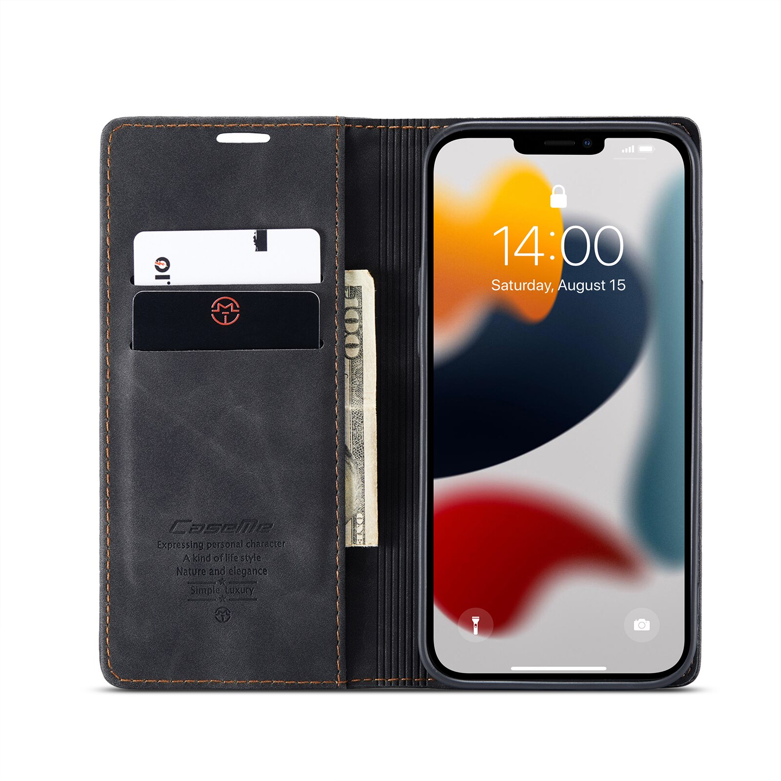 Slim Plånboksfodral iPhone 13 Pro Svart