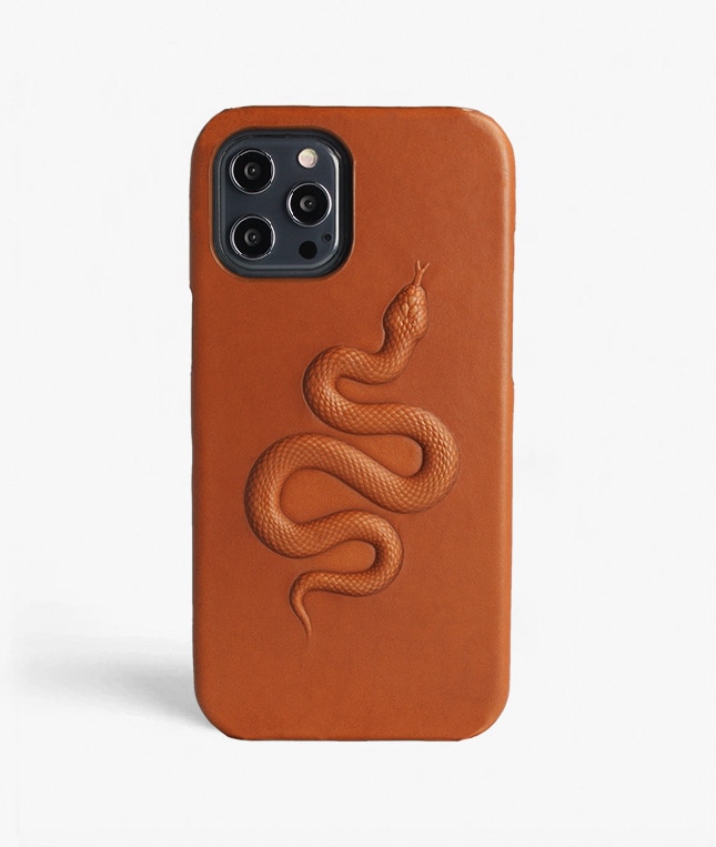 Skal iPhone 12 Pro Max Snake Cognac