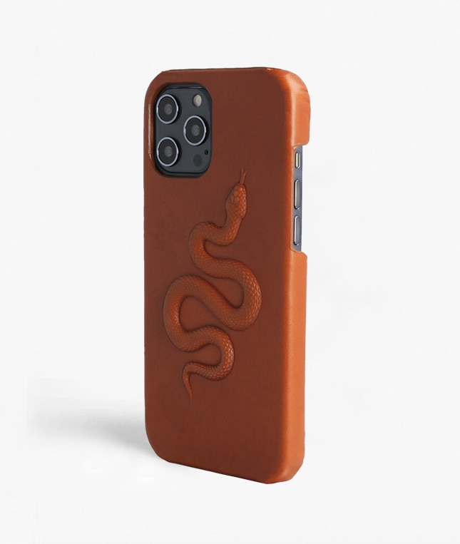 Skal iPhone 12 Pro Max Snake Cognac