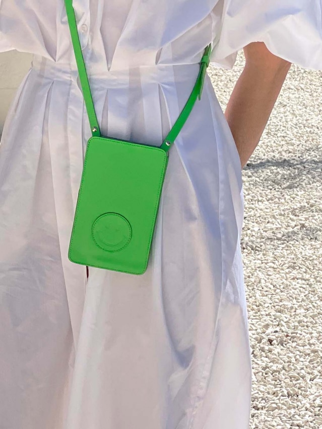Smart Crossbody Väska Vegetable Tanned Smiley Grön