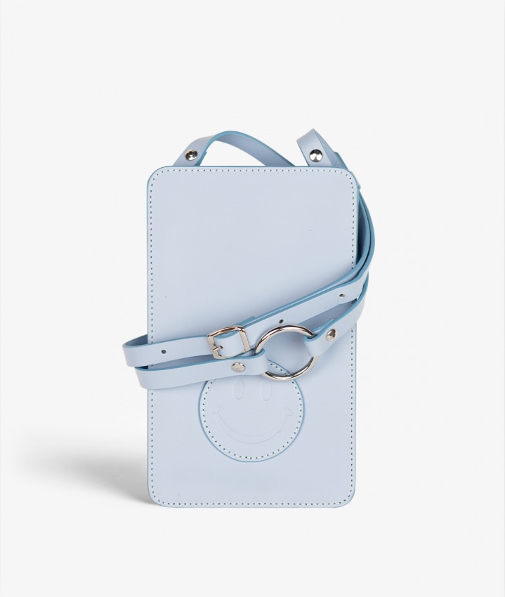 Smart Crossbody Väska Vegetable Tanned Smiley Blå