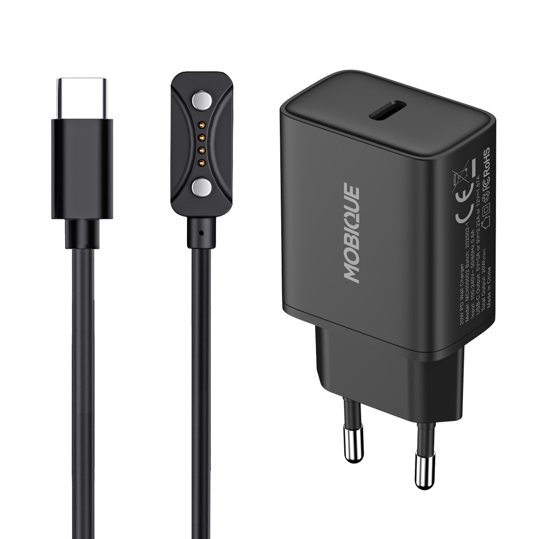 Komplett laddare Polar Pacer Pro kabel & väggladdare 20W Svart