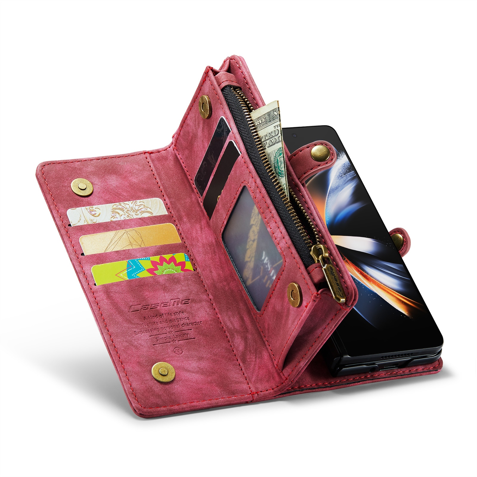 Multi-slot Plånboksfodral Samsung Galaxy Z Fold 4 röd