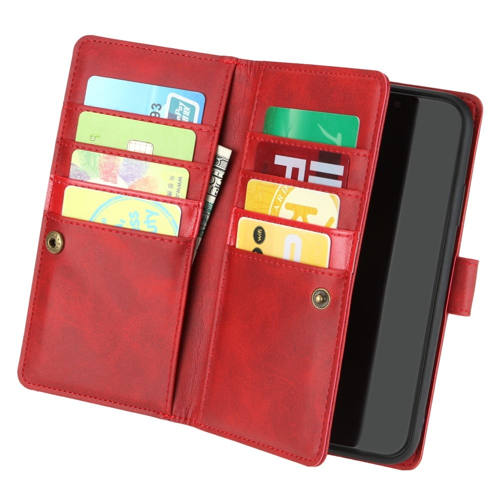 Läderplånbok Multi-slot iPhone 13 röd