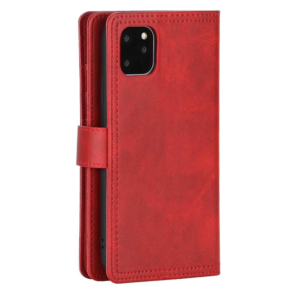 Läderplånbok Multi-slot iPhone 13 röd