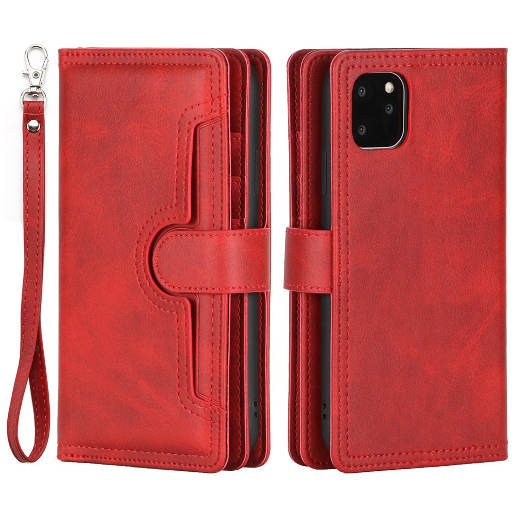 Läderplånbok Multi-slot iPhone 13 röd