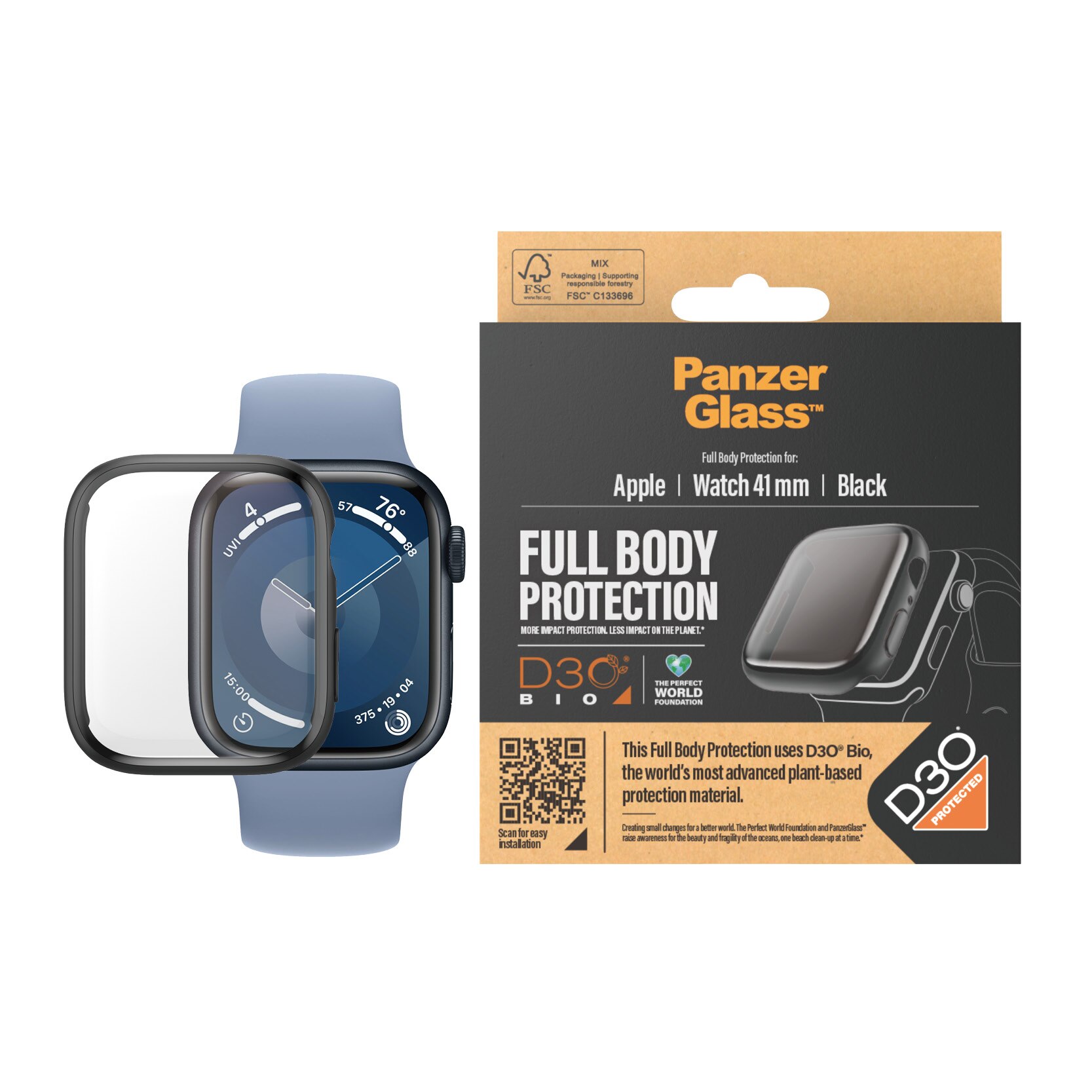 Apple Watch Series 8 41mm Full Body Case D3O Svart