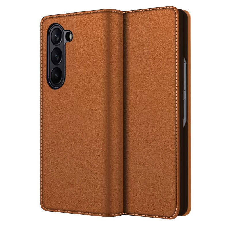 Äkta Läderfodral Samsung Galaxy Z Fold 6 cognac