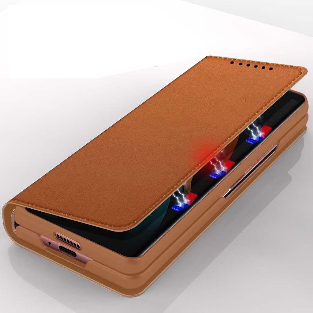 Äkta Läderfodral Samsung Galaxy Z Fold 5 Cognac