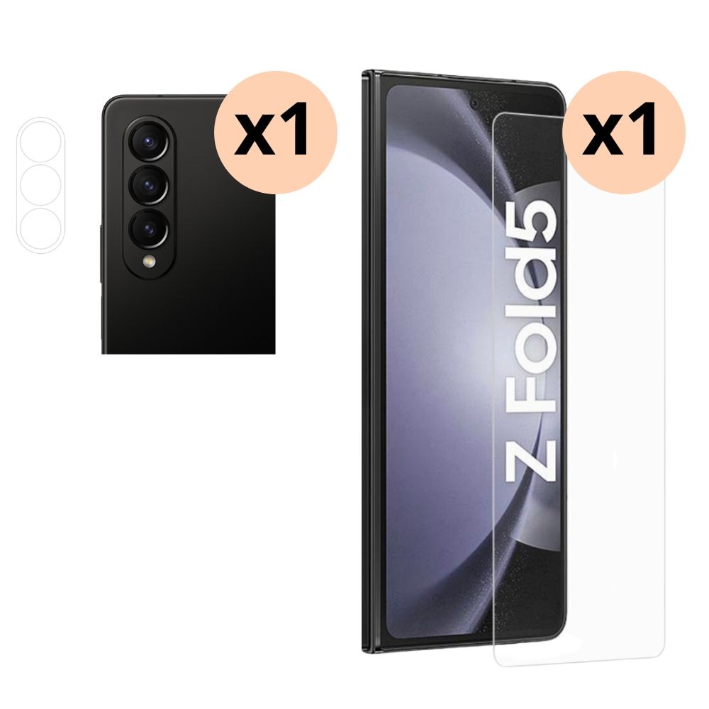 Samsung Galaxy Z Fold 5 Kameraskydd och Skärmskydd Härdat Glas