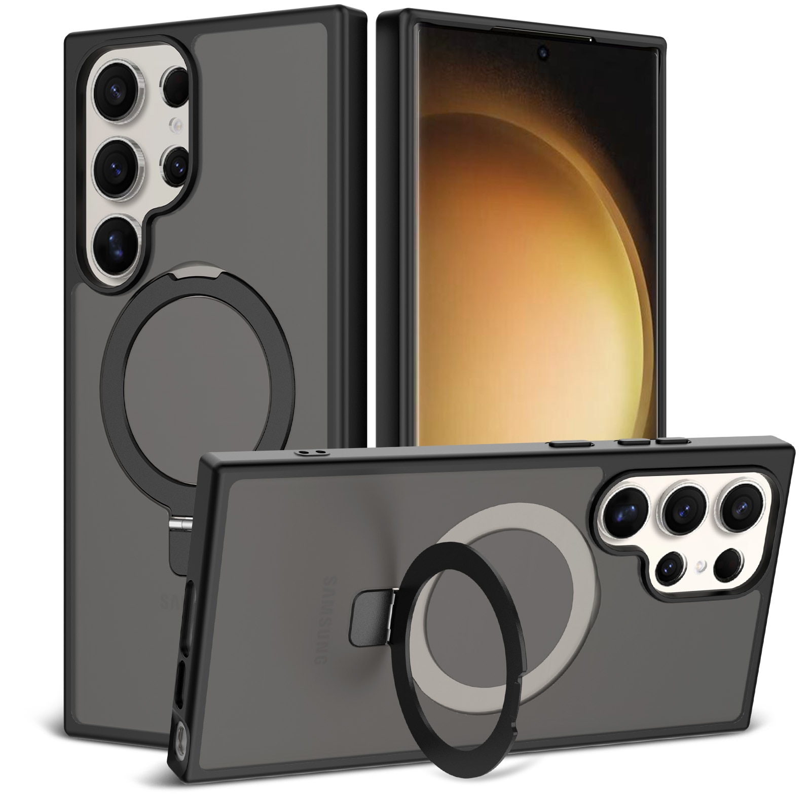 Hybridskal Magnetic Ring Samsung Galaxy S23 Ultra Svart