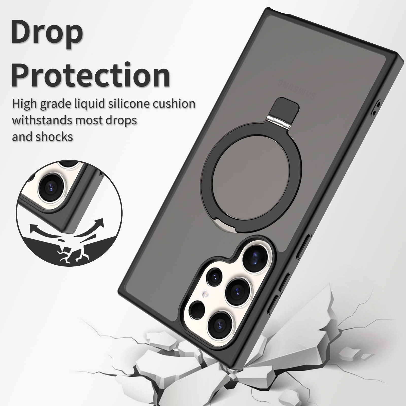 Hybridskal Magnetic Ring Samsung Galaxy S23 Ultra Svart