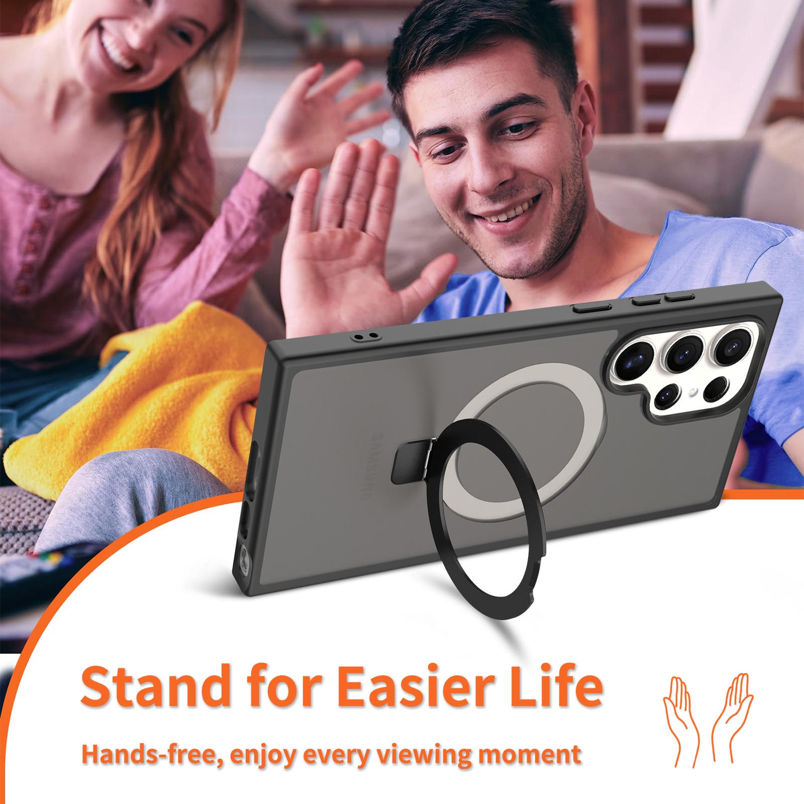 Hybridskal Magnetic Ring Samsung Galaxy S23 Ultra Svart