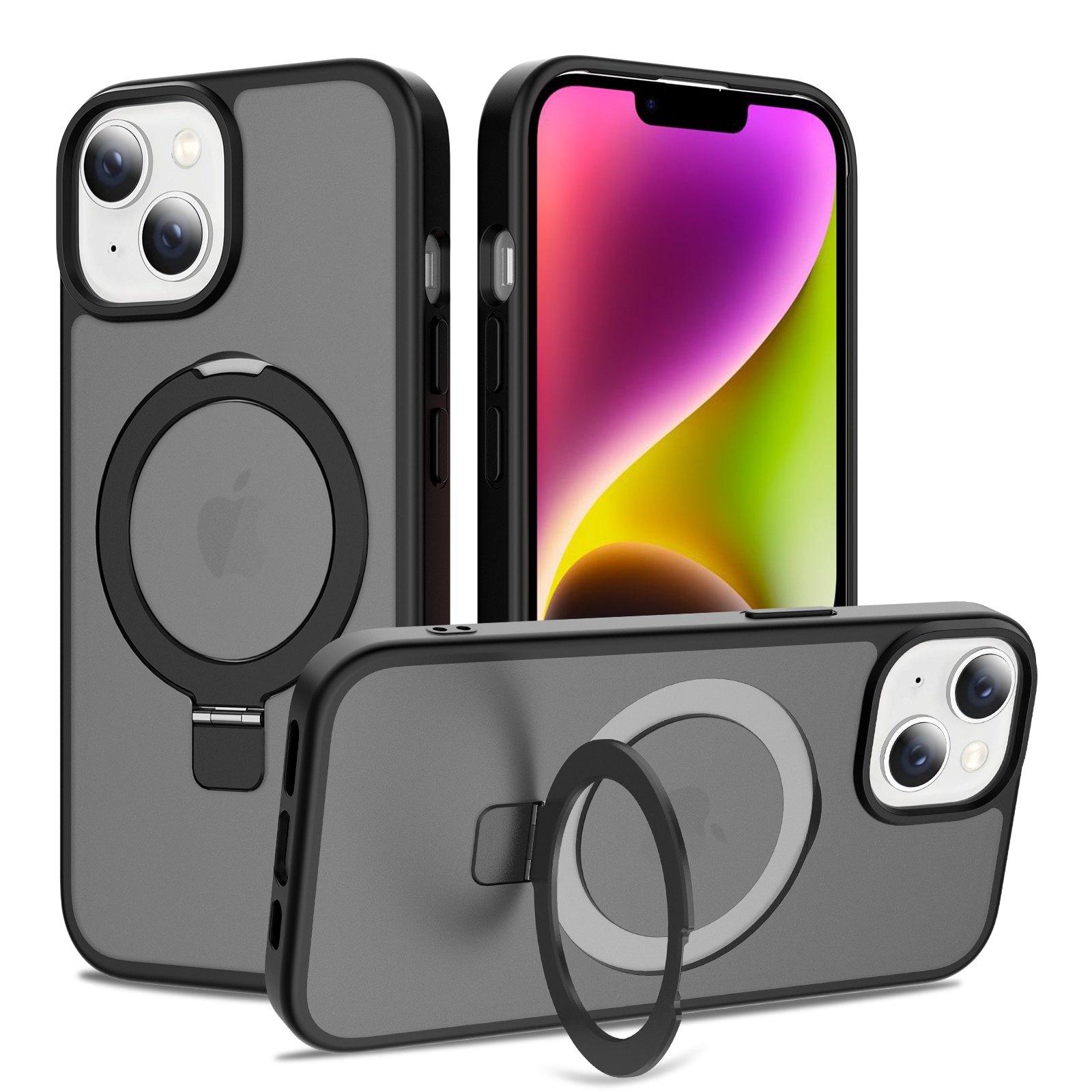 Hybridskal Magnetic Ring iPhone 15 Svart