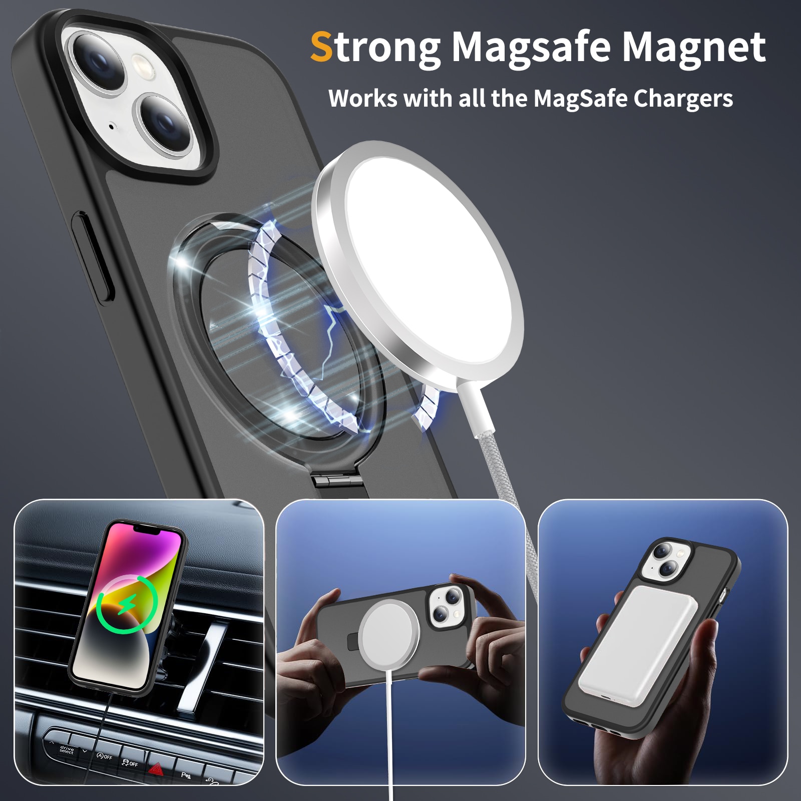 Hybridskal Magnetic Ring iPhone 14 Svart